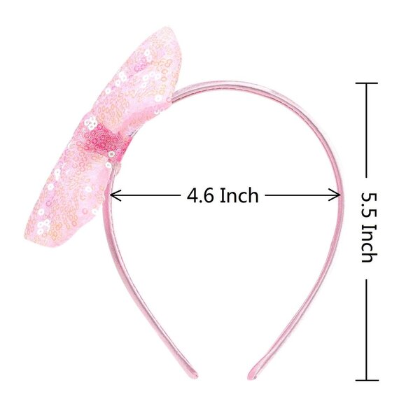 Love Fairy 4.3-Inch Sparkly Sequin Bow Tie Headbands - Boutique Ribbon Bows for - Picture 5 of 5